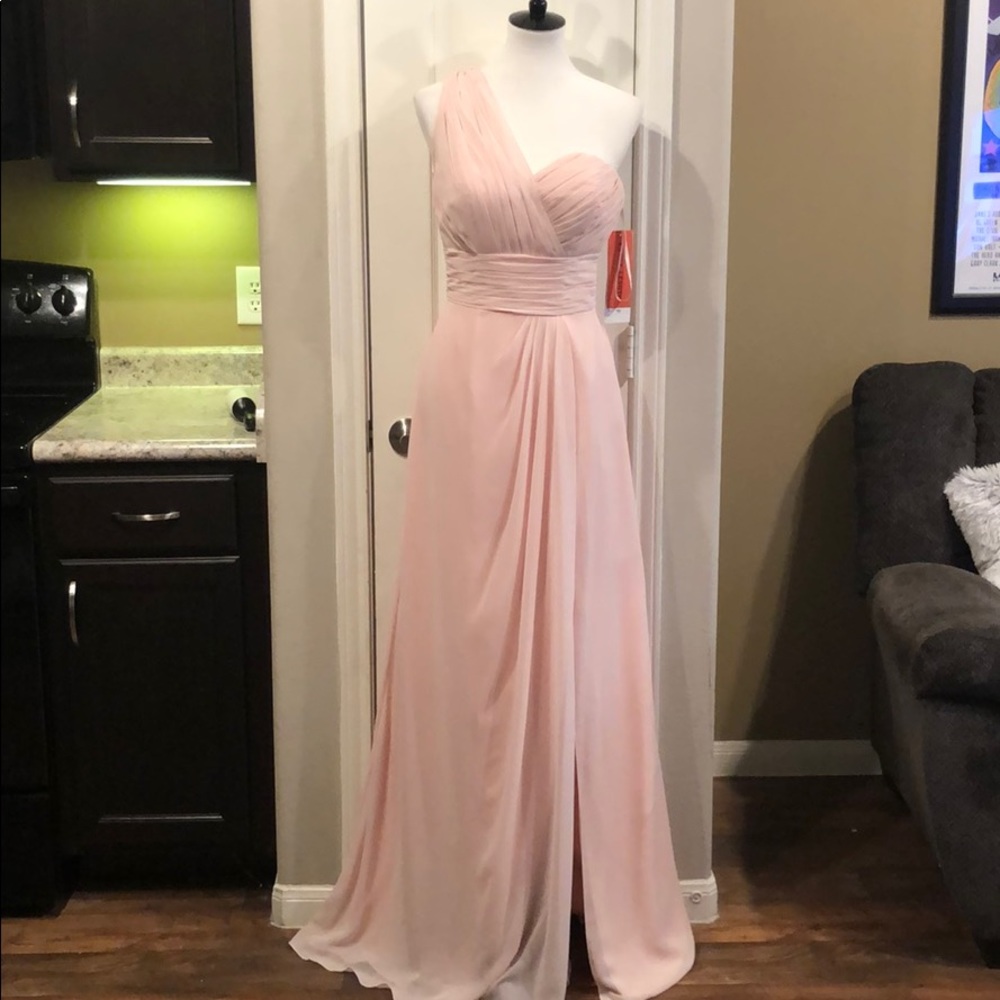 Bill Levkoff Petal Pink One Shoulder Gown